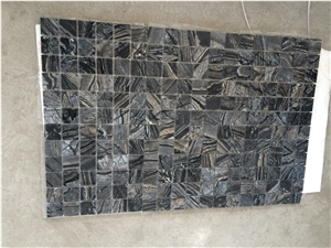 Zebra Black Marble Mosaic, Wooden Antique Polished Mosaic Zebra Black Marble Mosaic, Wooden Antique Polished Mosaic