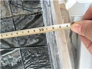 Zebra Black Marble Mosaic, Wooden Antique Polished Mosaic