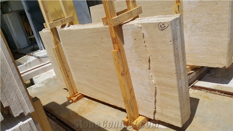Light Travertine Cakmak Vein-Cut Filled & Honed Slabs