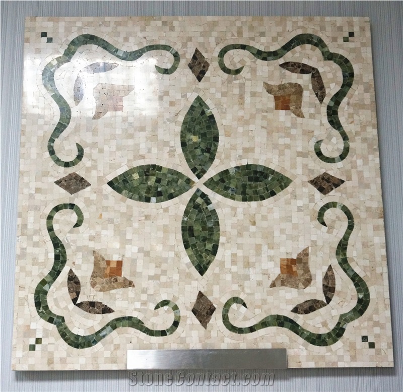 Composite Marble Medallion Laminated Medallion Marble Floor Tile Inset Marble Waterjet Ceramic Backed