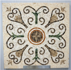 Composite Marble Medallion Laminated Medallion Marble Floor Tile Inset Marble Waterjet Ceramic Backed