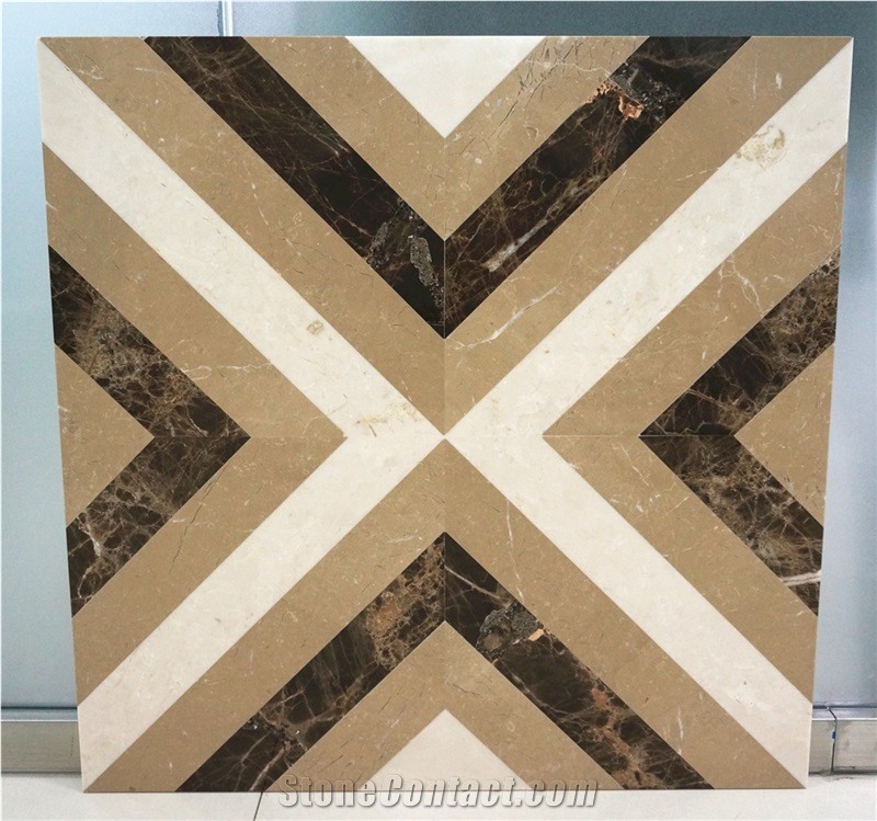 Composite Marble Medallion Laminated Medallion Marble Floor Tile Inset Marble Waterjet Ceramic Backed