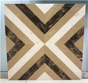 Composite Marble Medallion Laminated Medallion Marble Floor Tile Inset Marble Waterjet Ceramic Backed