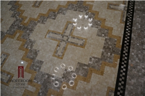 Iran Beige Marble Polished Mosaic Wall Mosaic Floor Mosaic Brick Mosaic Basket Weave Mosaic for Indoor Decoration