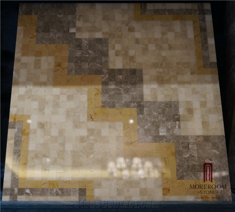 Iran Beige Marble Polished Mosaic Wall Mosaic Floor Mosaic Brick Mosaic Basket Weave Mosaic for Indoor Decoration