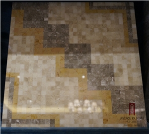 Iran Beige Marble Polished Mosaic Wall Mosaic Floor Mosaic Brick Mosaic Basket Weave Mosaic for Indoor Decoration