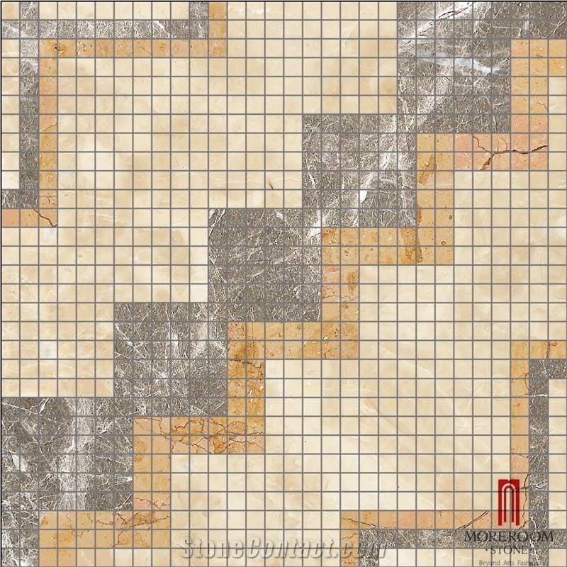 Iran Beige Marble Polished Mosaic Wall Mosaic Floor Mosaic Brick Mosaic Basket Weave Mosaic for Indoor Decoration