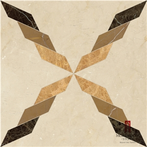 Iran Beige Marble Waterjet Tiles Price, Marble Inlaid, Marble Polishing, Water Jet Medallion, Floor Medallion, Composited Medallion