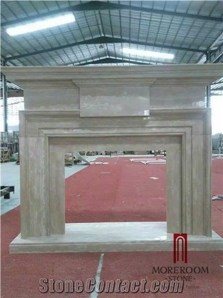 Italian Decorative Natural Stone Beige Marble Fireplace Design