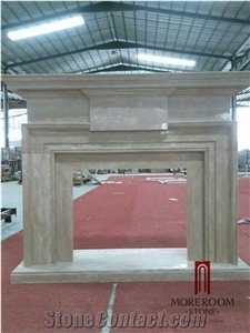 Italian Decorative Natural Stone Beige Marble Fireplace Design