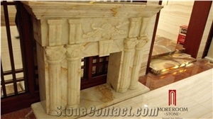 Italian Decorative Natural Stone Beige Marble Fireplace Design