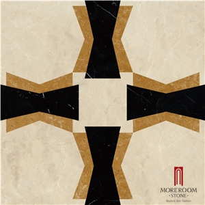 Low Price Turkey Latte Beige Marble Tiles Marble Flooring Medallion Waterjet Medallion Laminated Water-Jet Medallions Back Porcelain Tiles Home Marble Floor Design