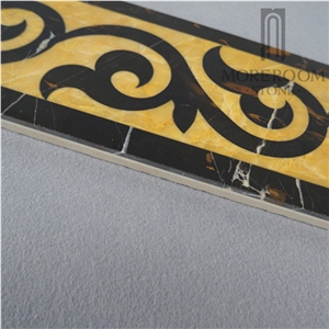 Portoro Gold Marble and Chile Andes Golden Marble Flooring Border Designs Interior Decoration