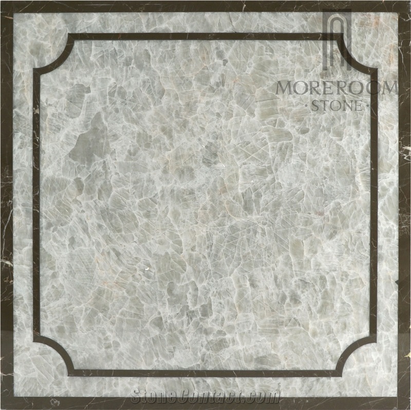 Portugal Estremoz Crystal Grey Marble Waterjet Square Medallion from Moreroom Stone