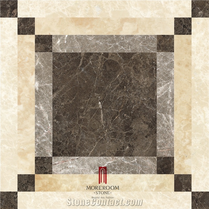Spain Marble Tiles Price Polished Dark Emperador Marble Tiles Marble Water Jet Medallion Mosaic Medallion Floor Medallion Carpet Medallion Ceramic Backed Medallion