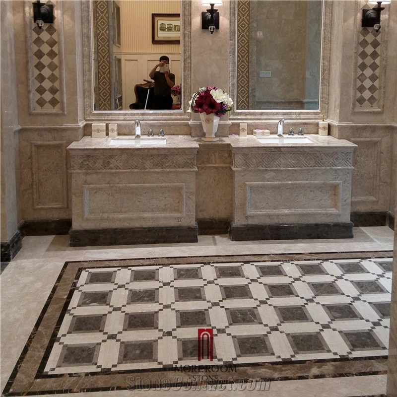 Spain Marble Tiles Price Polished Dark Emperador Marble Tiles Marble Water Jet Medallion Mosaic Medallion Floor Medallion Carpet Medallion Ceramic Backed Medallion