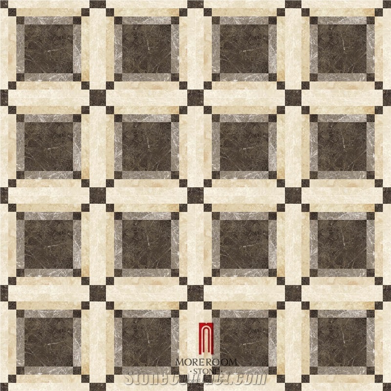 Spain Marble Tiles Price Polished Dark Emperador Marble Tiles Marble Water Jet Medallion Mosaic Medallion Floor Medallion Carpet Medallion Ceramic Backed Medallion