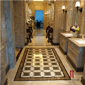 Spain Marble Tiles Price Polished Dark Emperador Marble Tiles Marble Water Jet Medallion Mosaic Medallion Floor Medallion Carpet Medallion Ceramic Backed Medallion