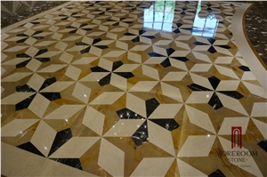 Spain Nero Margiuna Marble Carpet Medallions Floor Medallions Water Jet Medallion Square Medallions Composited Medallion, Nero Marquina Marble Carpet Medallions