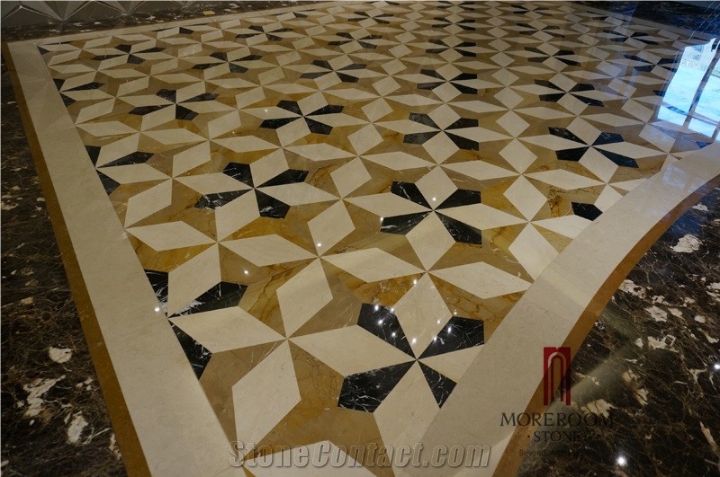 Spain Nero Margiuna Marble Carpet Medallions Floor Medallions Water Jet Medallion Square Medallions Composited Medallion, Nero Marquina Marble Carpet Medallions