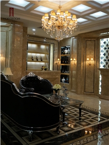 Spain Nero Marquina Marble Floor Medallions Waterjet Medallions Square Medallions Ceramic Backed Medallion Beige Marble Cube Pattern