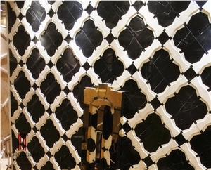 Spanish Black Marble Nero Marquina Marble Wall Tiles 3d Wall Panel Cnc Wall Panel Wall Deco Brick Composite Marble 3d Panels