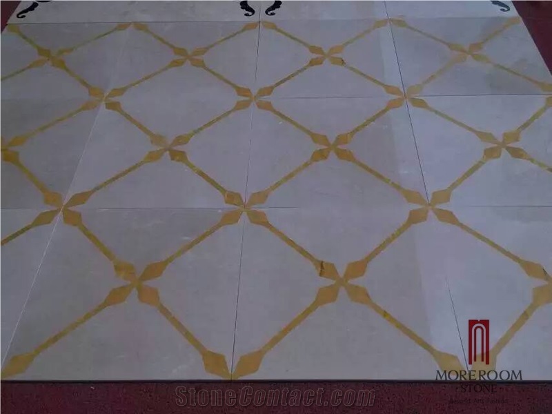 Turkey Beige Laminated Medallion, Marble Ultraman & Golden Onyx Marble Water Jet Medallion Floor Medallion Carpet Medallion Laminated Medallion for Floor Design