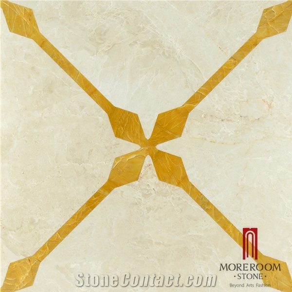 Turkey Beige Laminated Medallion, Marble Ultraman & Golden Onyx Marble Water Jet Medallion Floor Medallion Carpet Medallion Laminated Medallion for Floor Design