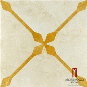 Turkey Beige Laminated Medallion, Marble Ultraman & Golden Onyx Marble Water Jet Medallion Floor Medallion Carpet Medallion Laminated Medallion for Floor Design