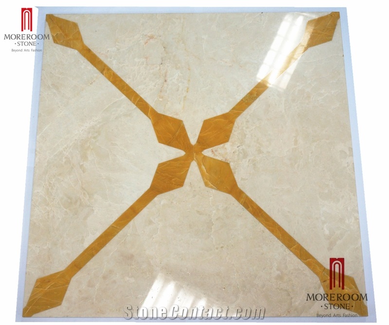 Turkey Beige Laminated Medallion, Marble Ultraman & Golden Onyx Marble Water Jet Medallion Floor Medallion Carpet Medallion Laminated Medallion for Floor Design