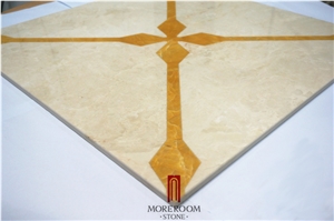 Turkey Beige Laminated Medallion, Marble Ultraman & Golden Onyx Marble Water Jet Medallion Floor Medallion Carpet Medallion Laminated Medallion for Floor Design