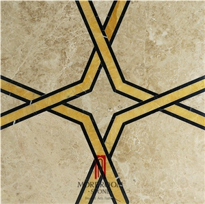 Turkey Beige Marble Cappuccino Marble Floor Medallion Water Jet Marble Medallion Floor Decor Marble Tiles Laminated Medallion, Cappucino Beige Marble Laminated Medallions