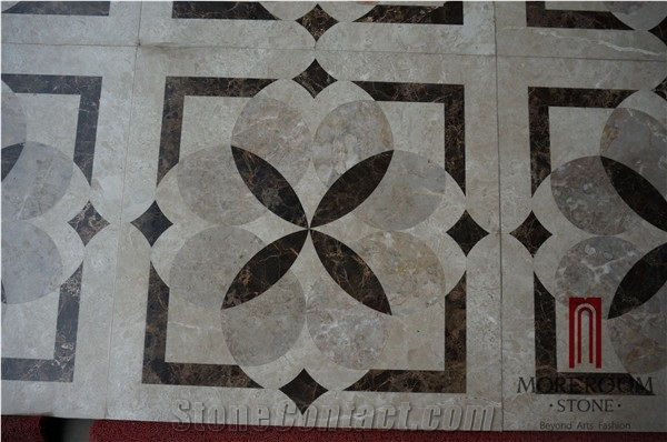 Turkey Beige Marble Composited Marble Waterjet Medallion Marble Floor Flowers Wate -Jet Marble Designs Turkish Marble Price
