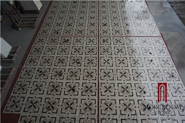 Turkey Beige Marble Composited Marble Waterjet Medallion Marble Floor Flowers Wate -Jet Marble Designs Turkish Marble Price