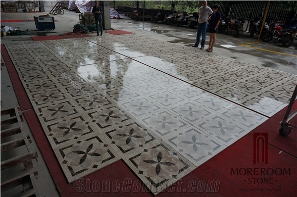 Turkey Beige Marble Composited Marble Waterjet Medallion Marble Floor Flowers Wate -Jet Marble Designs Turkish Marble Price