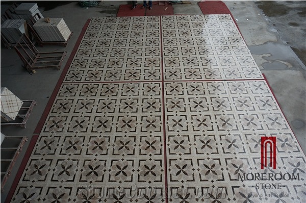 Turkey Beige Marble Composited Marble Waterjet Medallion Marble Floor Flowers Wate -Jet Marble Designs Turkish Marble Price