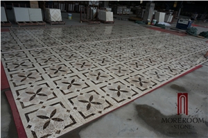 Turkey Beige Marble Composited Marble Waterjet Medallion Marble Floor Flowers Wate -Jet Marble Designs Turkish Marble Price
