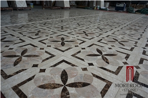 Turkey Beige Marble Composited Marble Waterjet Medallion Marble Floor Flowers Wate -Jet Marble Designs Turkish Marble Price