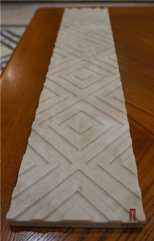 Turkey Beige Marble Latte Beige Marble Border Cnc Marble Skirting Wall Faux Stone 3d Marble Border Decos
