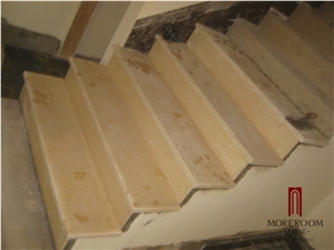 Turkey Beige Marble Natural Marble Stair Marble Staircase in Marble Composite Marble Stair Tread and Risers Decorative Stair Tread