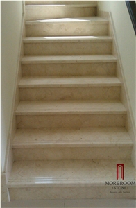 Turkey Beige Marble Natural Marble Stair Marble Staircase in Marble Composite Marble Stair Tread and Risers Decorative Stair Tread