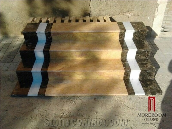 Turkey Beige Marble Natural Marble Stair Marble Staircase in Marble Composite Marble Stair Tread and Risers Decorative Stair Tread