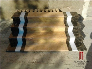 Turkey Beige Marble Natural Marble Stair Marble Staircase in Marble Composite Marble Stair Tread and Risers Decorative Stair Tread