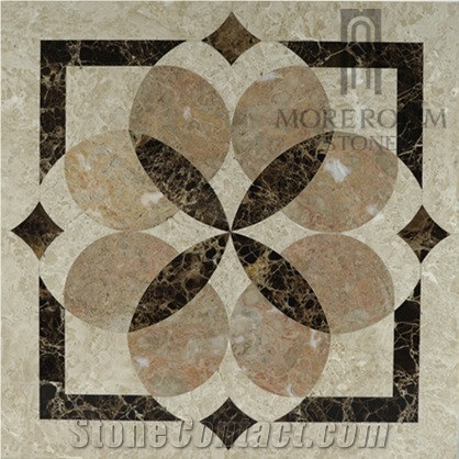 Turkey Burdur Quarry Ultraman Beige Marble Mix Emperador Dark Marble Flower Medallion