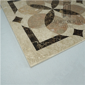 Turkey Burdur Quarry Ultraman Beige Marble Mix Emperador Dark Marble Flower Medallion