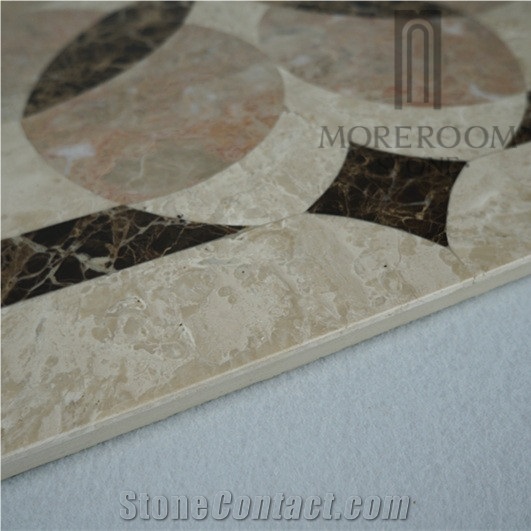 Turkey Burdur Quarry Ultraman Beige Marble Mix Emperador Dark Marble Flower Medallion