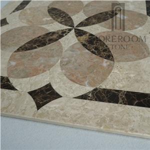 Turkey Burdur Quarry Ultraman Beige Marble Mix Emperador Dark Marble Flower Medallion