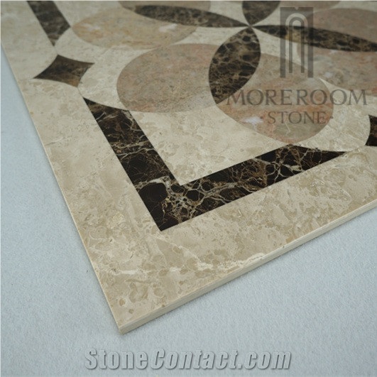 Turkey Burdur Quarry Ultraman Beige Marble Mix Emperador Dark Marble Flower Medallion