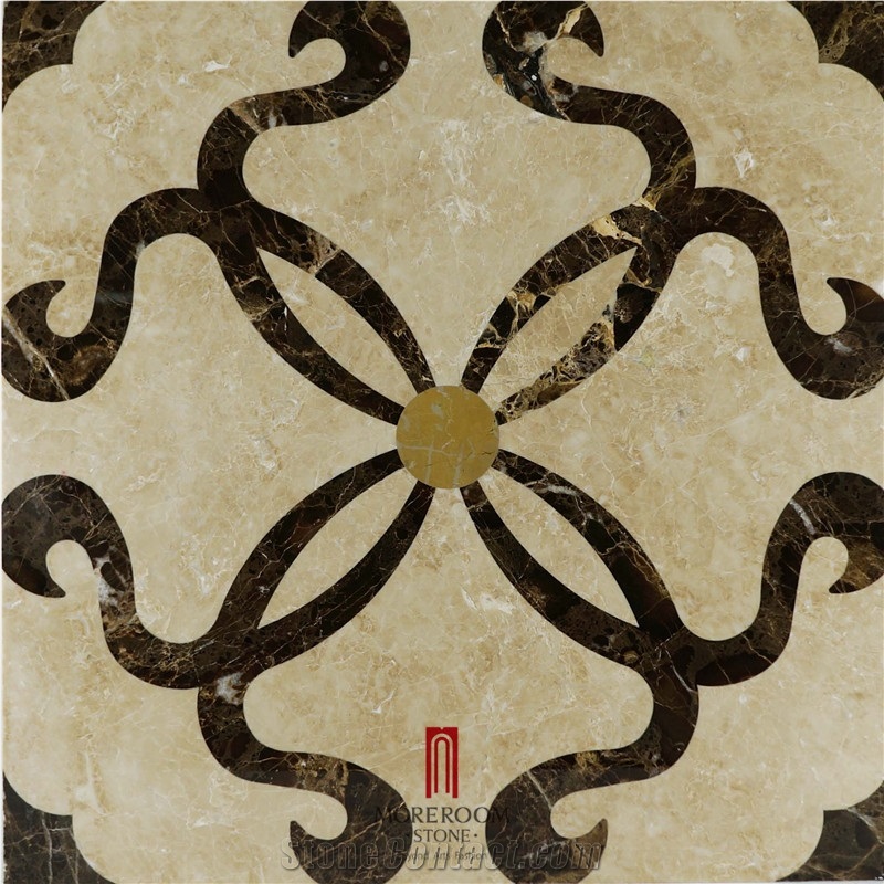 Turkey Cappucino Marble Spain Dark Emperador Marble Flooring Tiles Water Jet Medallion Ceramic Backed Medallion Marble Floor Medallion Marble Stone Tiles