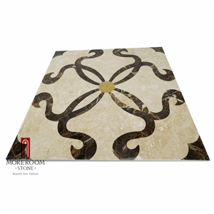 Turkey Cappucino Marble Spain Dark Emperador Marble Flooring Tiles Water Jet Medallion Ceramic Backed Medallion Marble Floor Medallion Marble Stone Tiles